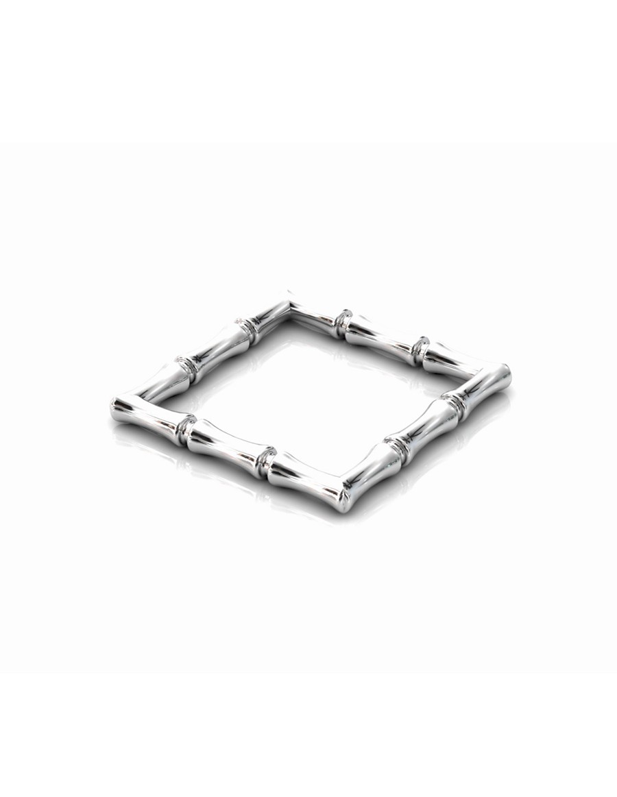 Bamboo 1 Square Ring Slim in 925 Sterling Silver Rhodium-Plated