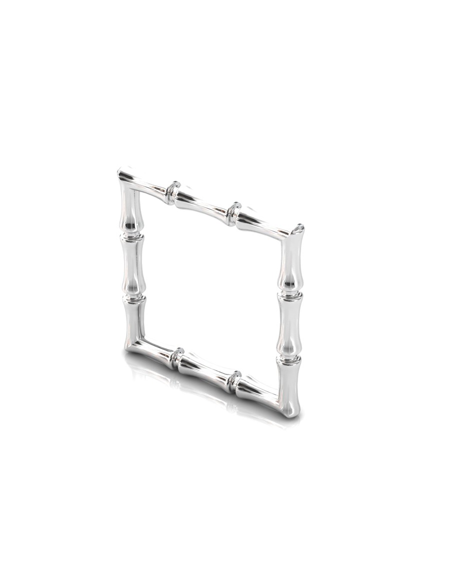 Bamboo 1 Square Ring Slim in 925 Sterling Silver with Palladium Rhodium-Plated