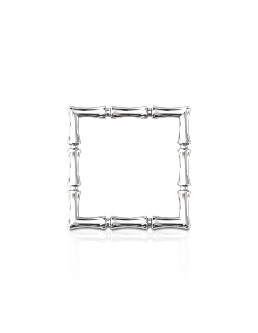 Bamboo 1 Square Ring Slim in 925 Sterling Silver Rhodium-Plated