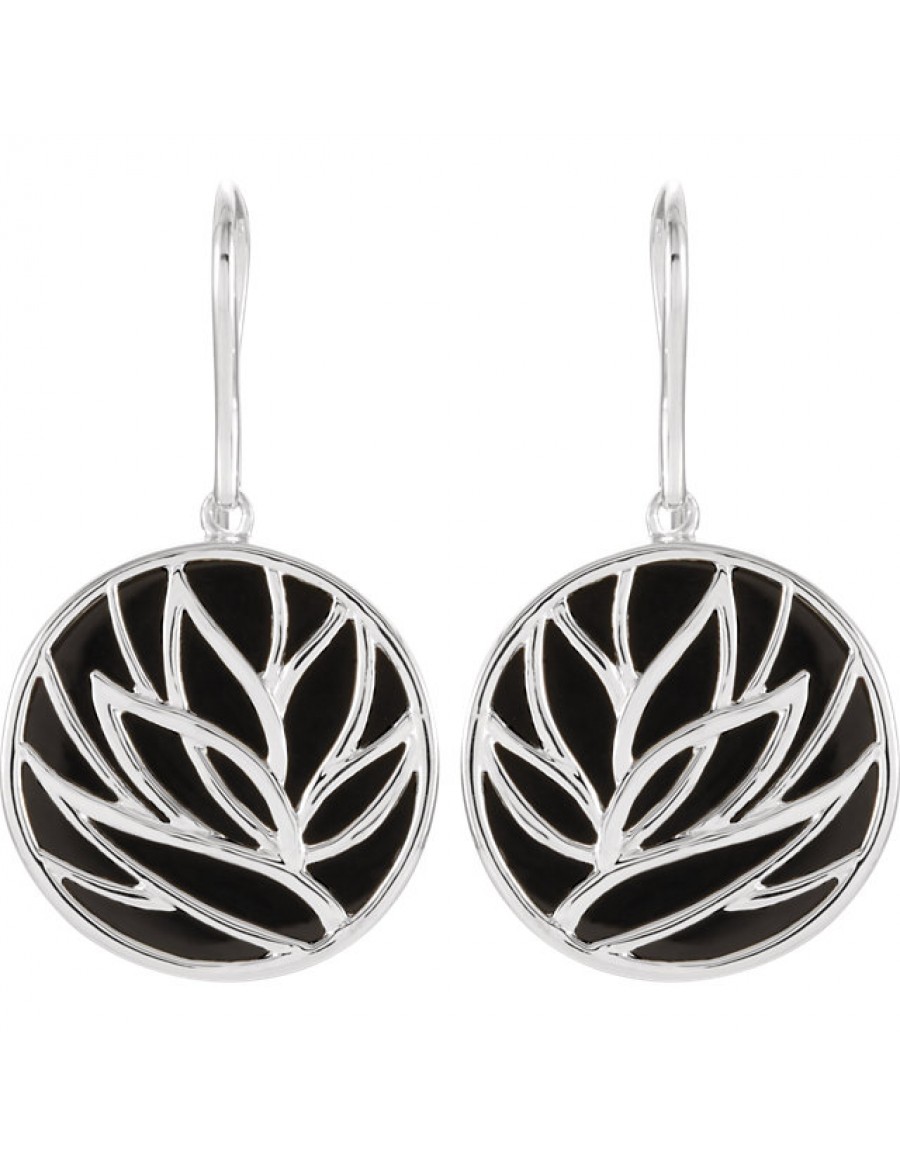 Onyx Lotus Earrings