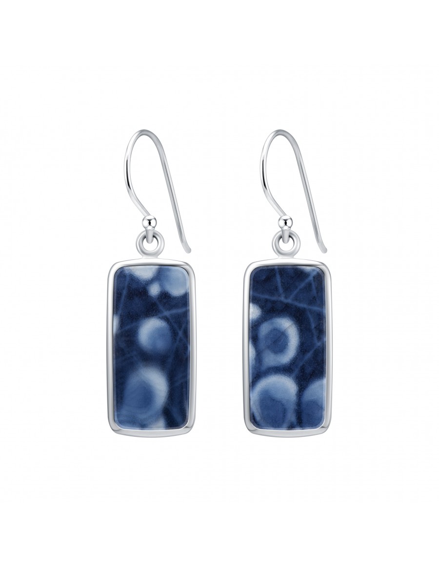 Fine China Porcelain in Rectangle Sterling Silver Earrings 2