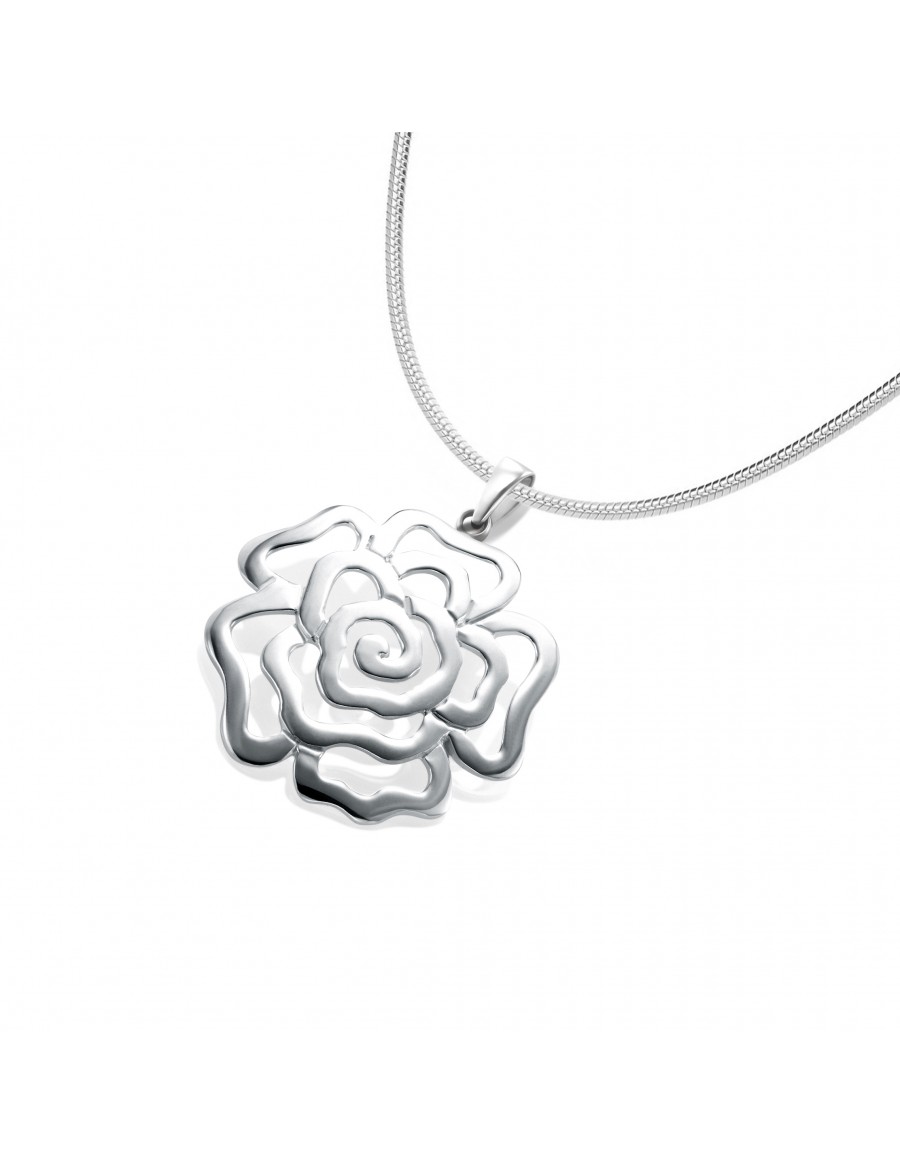 Sterling Silver Chinese Rose Pendant
