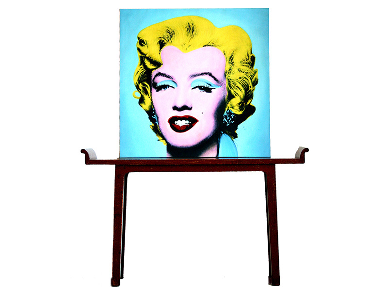 Narrow Table With Recessed Legs With Andy Warhol Marilyn Monroe Pop Art Painting